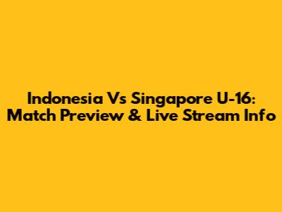 Indonesia Vs Singapore U-16: Match Preview & Live Stream Info