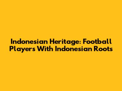 Indonesian Heritage: Football Players With Indonesian Roots