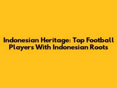 Indonesian Heritage: Top Football Players With Indonesian Roots