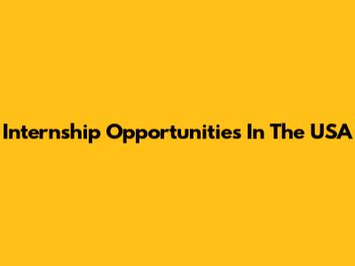 Internship Opportunities In The USA