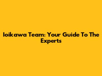 Ioikawa Team: Your Guide To The Experts