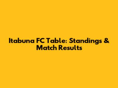 Itabuna FC Table: Standings & Match Results
