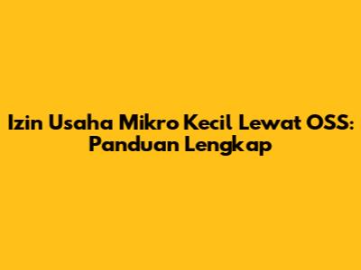 Izin Usaha Mikro Kecil Lewat OSS: Panduan Lengkap