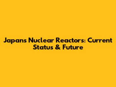 Japan's Nuclear Reactors: Current Status & Future
