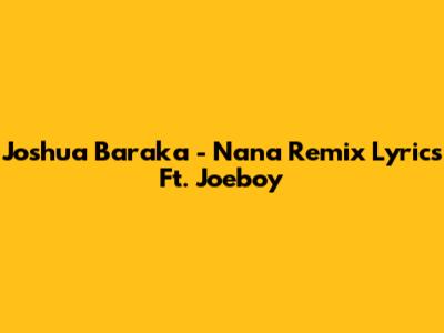 Joshua Baraka - Nana Remix Lyrics Ft. Joeboy