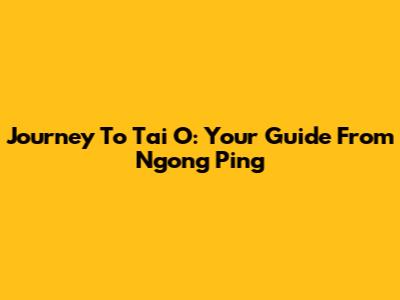 Journey To Tai O: Your Guide From Ngong Ping