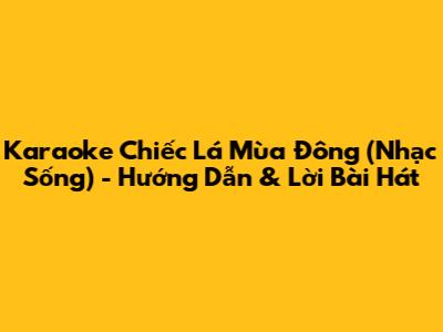 Karaoke 'Chiếc Lá Mùa Đông' (Nhạc Sống) - Hướng Dẫn & Lời Bài Hát