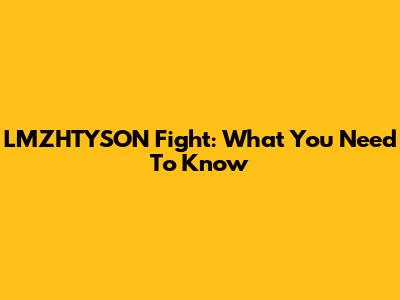 LMZHTYSON Fight: What You Need To Know