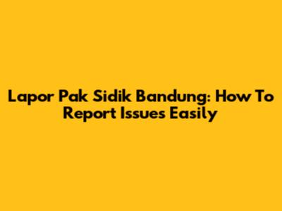 Lapor Pak Sidik Bandung: How To Report Issues Easily