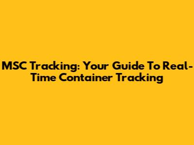 MSC Tracking: Your Guide To Real-Time Container Tracking