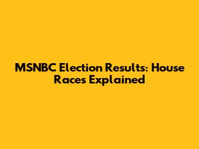 MSNBC Election Results: House Races Explained