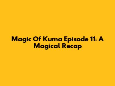 Magic Of Kuma Episode 11: A Magical Recap
