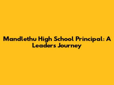 Mandlethu High School Principal: A Leader's Journey