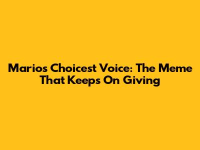 Mario's Choicest Voice: The Meme That Keeps On Giving