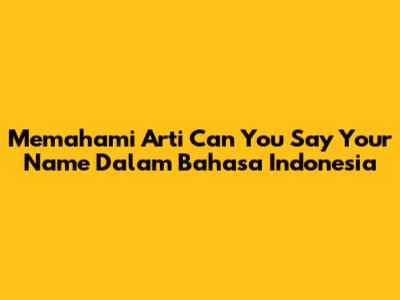 Memahami Arti 'Can You Say Your Name' Dalam Bahasa Indonesia