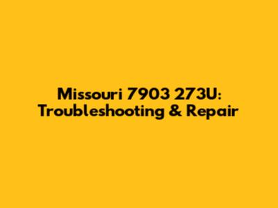 Missouri 7903 273U: Troubleshooting & Repair