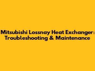 Mitsubishi Lossnay Heat Exchanger: Troubleshooting & Maintenance