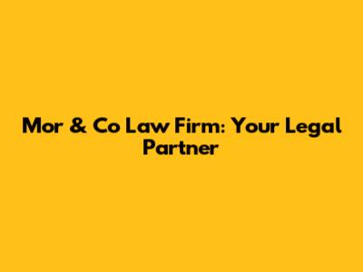 Mor & Co Law Firm: Your Legal Partner