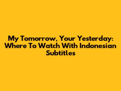 My Tomorrow, Your Yesterday: Where To Watch With Indonesian Subtitles