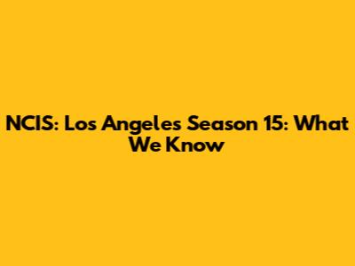 NCIS: Los Angeles Season 15: What We Know