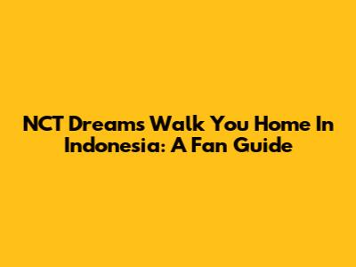 NCT Dream's 'Walk You Home' In Indonesia: A Fan Guide
