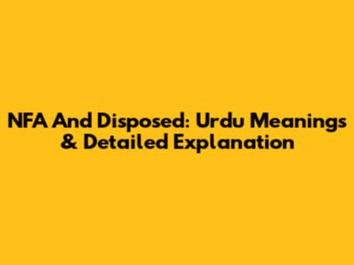 NFA And Disposed: Urdu Meanings & Detailed Explanation