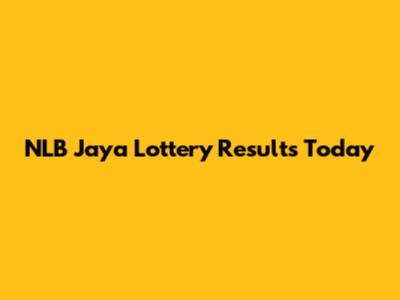 NLB Jaya Lottery Results Today