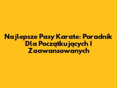 Najlepsze Pasy Karate: Poradnik Dla Początkujących I Zaawansowanych