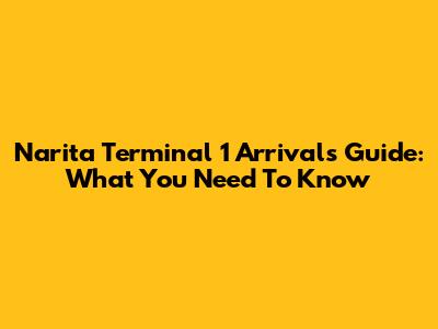 Narita Terminal 1 Arrivals Guide: What You Need To Know