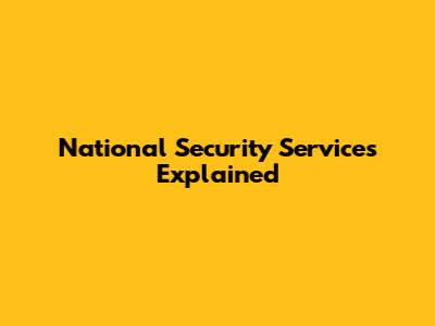 National Security Services Explained
