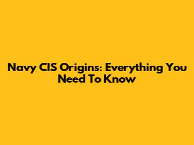 Navy CIS Origins: Everything You Need To Know