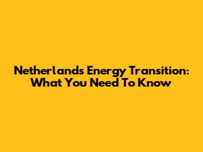 Netherlands Energy Transition: What You Need To Know