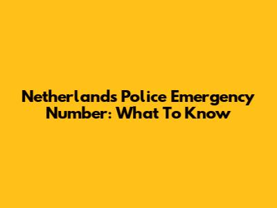 Netherlands Police Emergency Number: What To Know