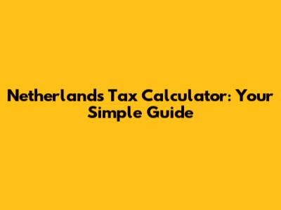 Netherlands Tax Calculator: Your Simple Guide