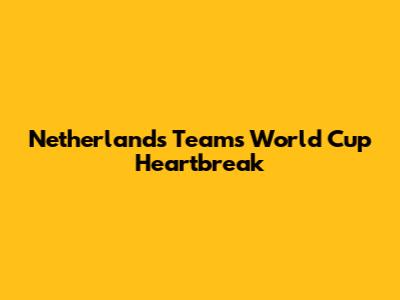 Netherlands Team's World Cup Heartbreak