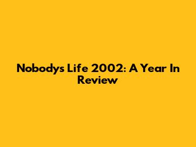 Nobody's Life 2002: A Year In Review