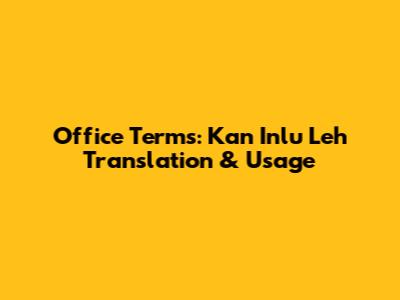 Office Terms: "Kan Inlu Leh" Translation & Usage