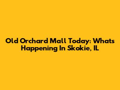 Old Orchard Mall Today: What's Happening In Skokie, IL