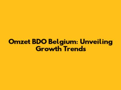 Omzet BDO Belgium: Unveiling Growth Trends