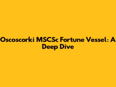 Oscoscorki MSCSc Fortune Vessel: A Deep Dive