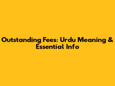 Outstanding Fees: Urdu Meaning & Essential Info