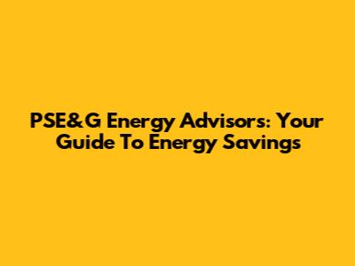 PSE&G Energy Advisors: Your Guide To Energy Savings