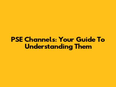 PSE Channels: Your Guide To Understanding Them