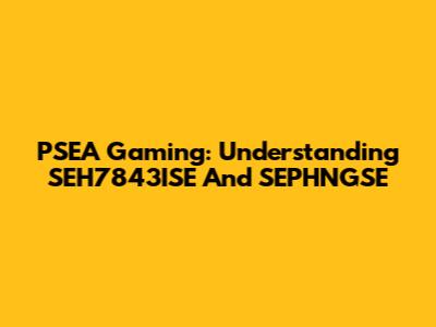 PSEA Gaming: Understanding SEH7843ISE And SEPHNGSE