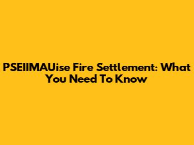 PSEIIMAUise Fire Settlement: What You Need To Know