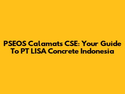 PSEOS Calamats CSE: Your Guide To PT LISA Concrete Indonesia