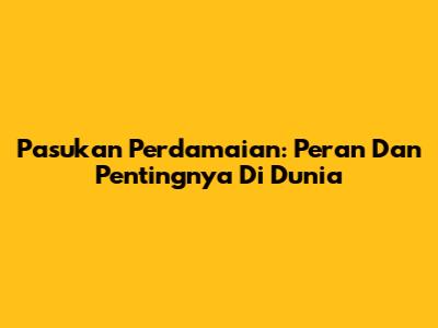Pasukan Perdamaian: Peran Dan Pentingnya Di Dunia