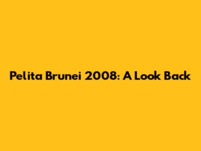 Pelita Brunei 2008: A Look Back
