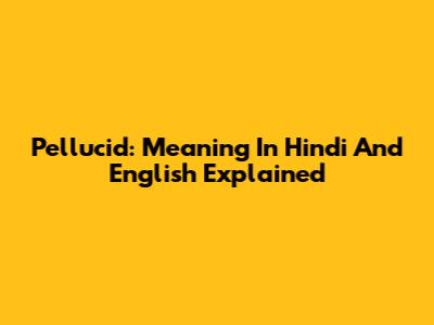 Pellucid: Meaning In Hindi And English Explained