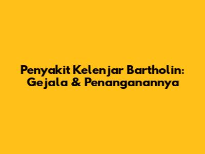 Penyakit Kelenjar Bartholin: Gejala & Penanganannya